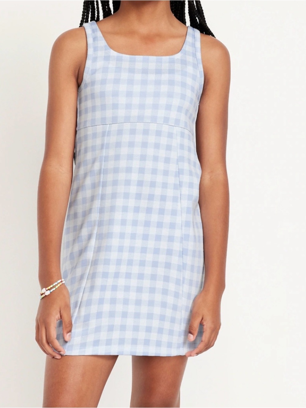 Girls' Blue Gingham Tank Dress